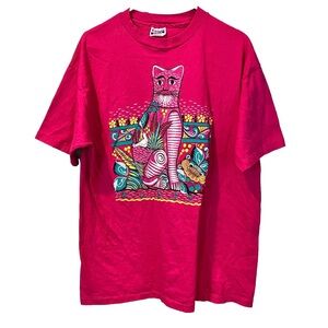 90's Hanes Beefy T-Shirt Incats Originals Elgato Graphic Print Cat T-Shirt XXL